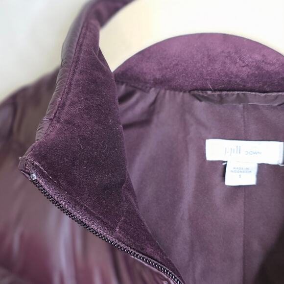 J.jill Down Burgundy Small long length Vest with Zip & Side Zip. Warm Soft Comfy - Picture 11 of 16